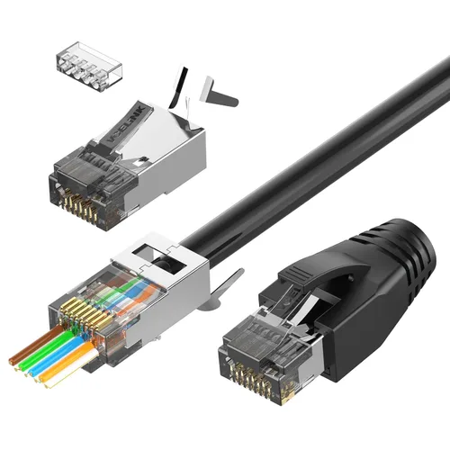 Vista 13 de VCELINK Conector CAT6A, conectores RJ45 pasan a través de CAT6A CAT7 blindado, chapado en oro de 3 clavijas con certificación UL, conector CAT7