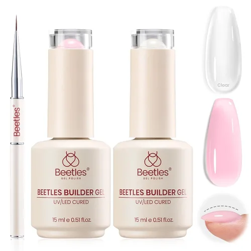 Vista 20 de Beetles - Gel constructor para uñas, 2 unidades de gel transparente 8 en 1 para ápice instantáneo, fortalecimiento y extensión, apto
