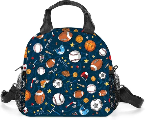 Vista 10 de Bolsa de almuerzo de fútbol con aislamiento, bolsa de comida de gran capacidad para niños, mujeres y hombres, bolsa enfriadora, impermeable, correa