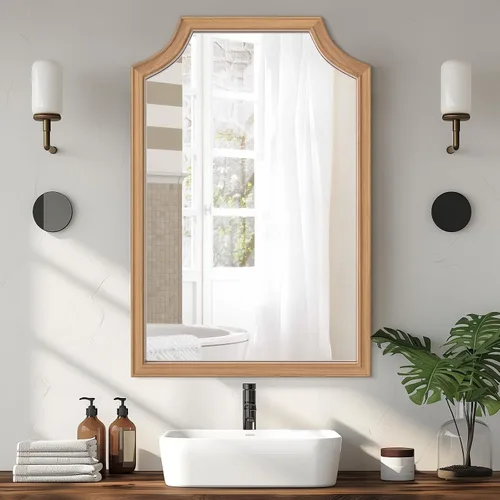 Vista 31 de Espejos de Baño de Madera para Montar en la Pared, 16" x 20" Marco de Madera Rústica Espejos de Pared Decorativos para Sala de Estar o Dormitorio