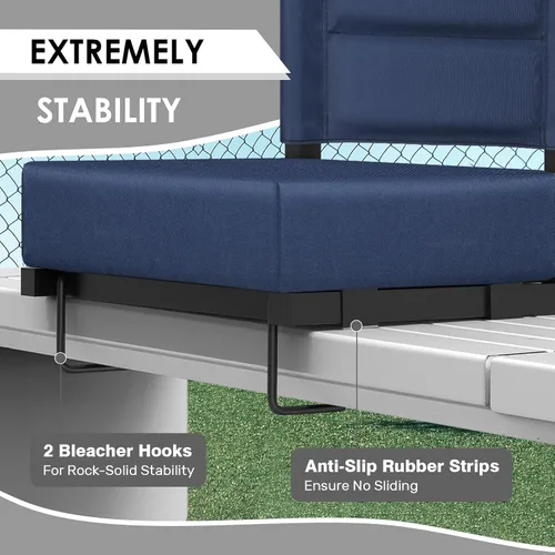 Vista 4 de Stadium Seats with Back Support,Bleacher Chairs with Cushion, Portable Folding Stadium Chair with Removable Cushion and Large Pocket for School