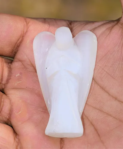 Vista 23 de Crocon Figura curativa de ángel de bolsillo de siete chakras, cristales de ángel de la guarda tallados a mano para energía positiva, mini estatua