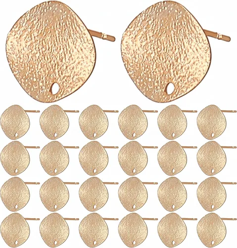 Vista 10 de Milisten Postes de pendientes para la fabricación de joyas, 20 piezas de pendientes, 0.5 in de acero inoxidable redondo plano almohadilla en blanco