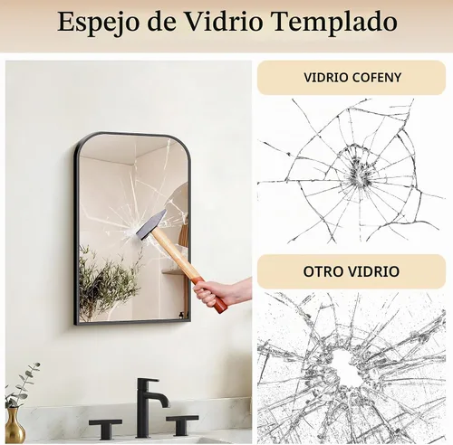 Vista 9 de COFENY Espejo de baño, espejo rectangular negro de 16 x 24 pulgadas para montar en la pared con marco delgado, espejos de tocador de baño para sobre