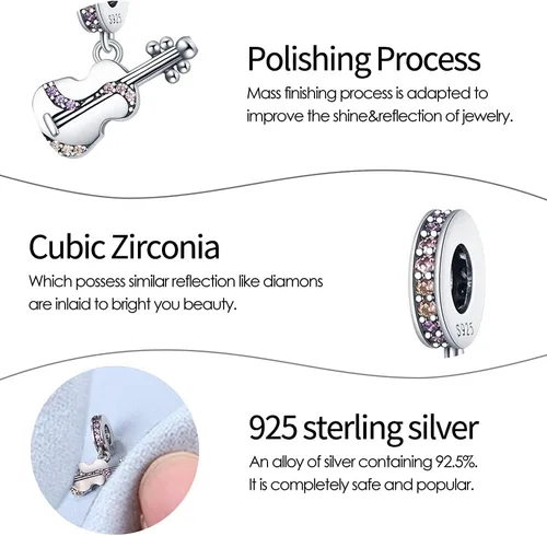 Vista 5 de Pandach Dijes de plata de ley 925 para pulseras y collares, colgantes de mariposa y auriculares, dijes de trébol, joyería de regalo para mujeres