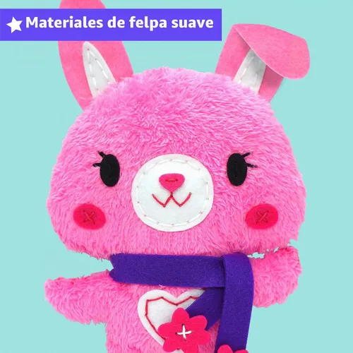 Vista 6 de KRAFUN Kit de costura de conejo para niños de 8 a 12 años, sin tijeras, sin Conejito
