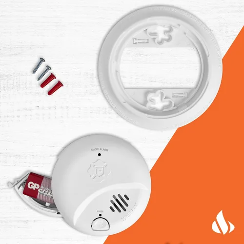 Vista 3 de First Alert, alarma de humo alimentada por baterías, detector con botón de prueba y silencio, SMI100, 1 unidad SMI100