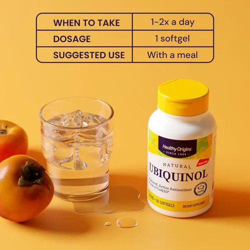 Vista 5 de Healthy Origins Ubiquinol 50 mg (Kaneka QH, sin OMG, sin gluten, apoyo cardíaco, apoyo energético), 60 cápsulas blandas