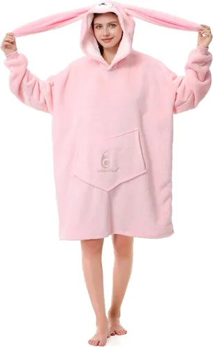 Vista 6 de Manta con capucha de gran tamaño, sudadera de manta portátil, forro polar sherpa ultra suave, cómoda sudadera con capucha