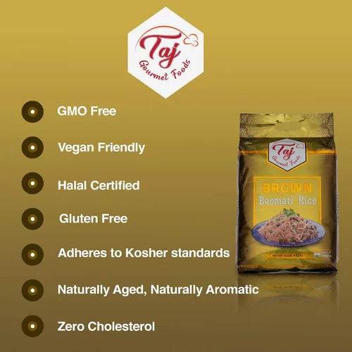 Vista 5 de TAJ Gourmet - Arroz basmati marrón, envejecido naturalmente, 10 libras