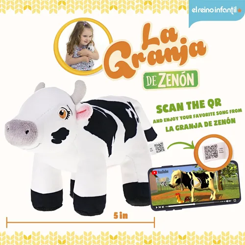 Vista 2 de LA GRANJA DE Zenon Vaca Lola 5 pulgadas Peluche suave y abrazable El Reino Infantil