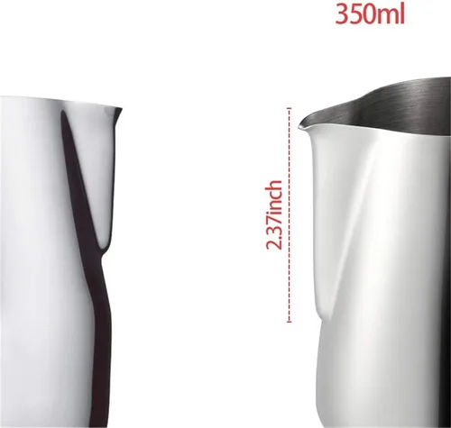 Vista 6 de Jarra de espuma de leche de acero inoxidable, 12 oz/11.8 fl oz, café con leche, capuchino, latte, jarra de espuma para barista, tazas de leche