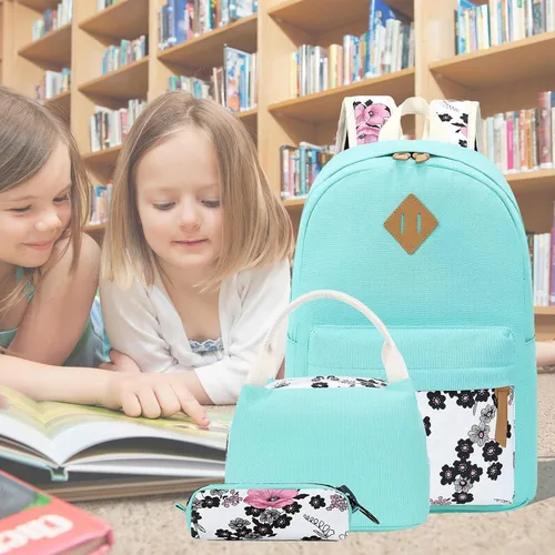 Vista 7 de Bluboon - Mochilas de lona 3 en 1 para niñas y adolescentes, juego de mochilas