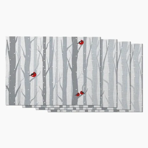 Vista 10 de Moslion Juego de 4 manteles individuales de cinco búhos sentados en las ramas de pájaros, diseño de animales divertidos y hojas verdes, manteles