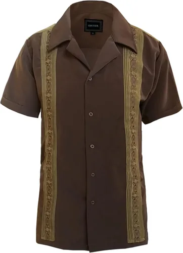Vista 20 de Guytalk Camisa de manga corta de dos tonos de Guayabera cubana para hombre