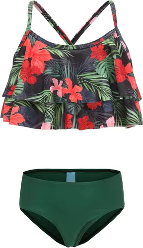 Vista 12 de Traje de baño de dos piezas para niñas, traje de baño hawaiano para niñas de 3 a 16 años Negro Rosa Rojo Floral