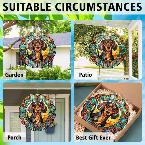Vista 5 de Dachshund Yard and Garden Wind Spinner, exclusivo 3D colgante Dachshund Wind Spinner