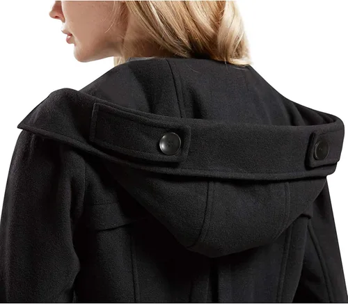 Vista 4 de Tanming Abrigo o chaqueta cálida de lana cruzado para mujer, con capucha