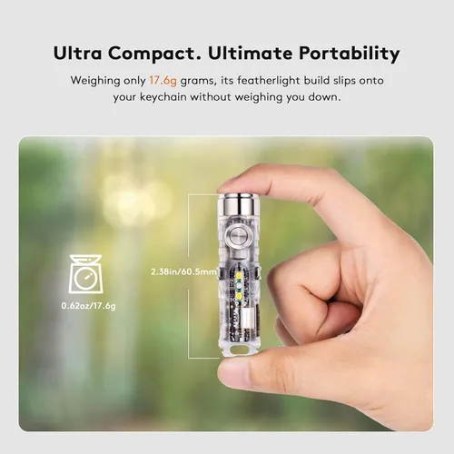 Vista 4 de RovyVon 4ª linterna Aurora A8 USB-C EDC, 90 CRI 5000K, luz de llavero recargable máxima de 420 lúmenes, encendido momentáneo, modo de bloqueo