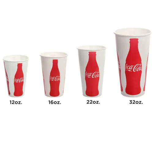 Vista 2 de Karat C-KCP16 - Vaso de papel frío (3.543 in de diámetro), estampado "Coca-Cola" (paquete de 1000)