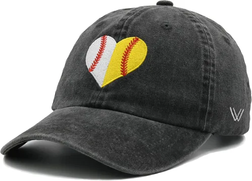 Vista 2 de Waldeal Sombrero de bola de corazón para mujer, gorra de sóftbol bordada ajustable para mamá, béisbol y mamá