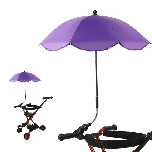 Vista 16 de Sombrilla para cochecito de bebé, paraguas universal de 14 pulgadas con abrazadera, parasol ajustable de 360 grados, paraguas para carrito