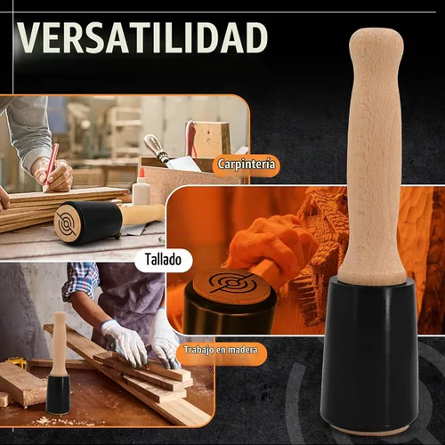 Vista 7 de Mazo de tallado de madera de precisión de 15 onzas para carpintería, cómodo mango de madera que reduce la fatiga de la mano, cabeza de uretano que