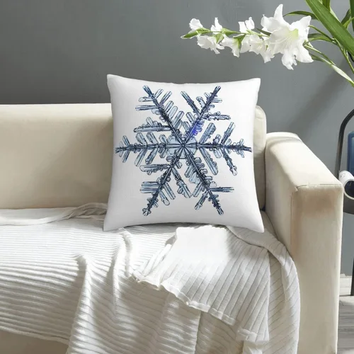 Vista 7 de VARUN Fundas de almohada de copo de nieve transparentes con fondo blanco, diseño artístico de invierno, fundas de almohada cuadradas para decoración