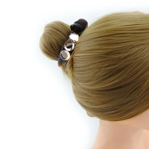 Vista 4 de Clip de garra para el cabello brillante y hermoso para mujer, 1 unidad (D72) (negro)