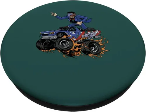 Vista 2 de Abraham Lincoln USA American Monster Truck 4th PopGrip intercambiable retro PopSockets de julio