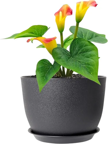 Vista 19 de Meowell Macetas grandes de 12 pulgadas con riego automático para plantas de interior y exterior, macetas para flores con orificios de drenaje