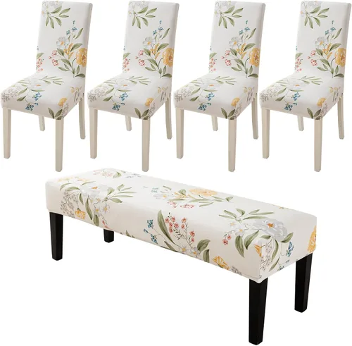 Vista 26 de HAOYONG Funda para Silla de Comedor con Estampado, Funda Desmontable Lavable para Silla Parsons, Protector de Asiento Removible para Comedor, Hotel