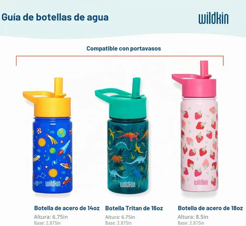 Vista 8 de Wildkin Botella de agua Tritan para niños de 16 onzas con tapa de popote a Unicornio