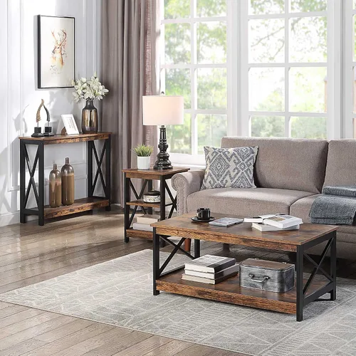 Vista 6 de Convenience Concepts Oxford Mesa Terminal 15.75" - Mesa Moderna de Sala de Estar con Estantes de Almacenamiento, Mesa Auxiliar de Noche Transicional