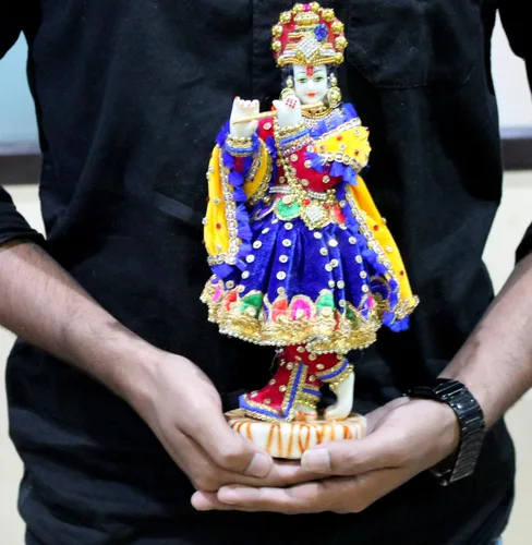 Vista 5 de eSplanade Escultura tallada a mano de Dios Kishan Krishna Murti Idol Estatua - 11 pulgadas - Resina