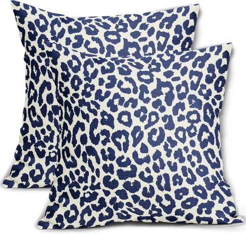 Vista 47 de Juego de 2 fundas de almohada con estampado de leopardo negro de 16 x 16 pulgadas, diseño de animal de guepardo, chinoiserie, fundas de almohada