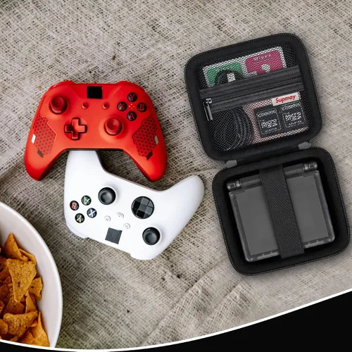 Vista 7 de Supmay Estuche Duro de Transporte para Consola de Juegos de Mano Retro RG34XXSP/ RG35XXSP, Portaconsola de Viaje Retro con Bolsa de Malla para Negro
