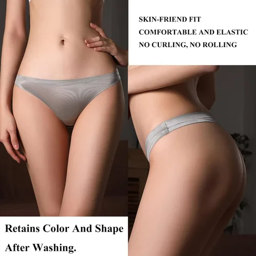 Vista 4 de Bolivelan Tangas sin costuras para mujer tangas de seda de hielo ropa interior de bikini