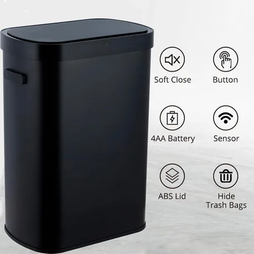 Vista 3 de GlowSol Basurero automático con sensor de movimiento, cubo de basura automático sin contacto de 50 litros/13 galones, cubo de basura inteligente