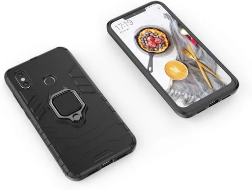 Vista 3 de Compatible con funda Xiaomi Mi 8, soporte de anillo de metal a prueba de golpes (funciona con soporte magnético para automóvil) Cubierta resistente