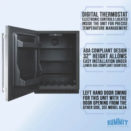 Vista 3 de Summit - Refrigerador empotrado de 24 pulgadas, acero inoxidable - AL54LHD
