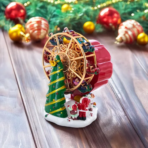 Vista 2 de Figura musical giratoria de rueda de la fortuna de Papá Noel
