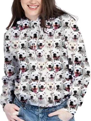 Vista 3 de DOGSOCUTE.COM Sudadera con capucha con estampado 3D de cara de perro, capa interior de forro polar cepillado, unisex con estampado 3D