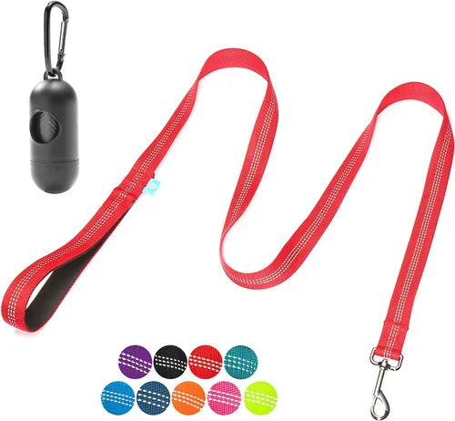 Vista 20 de BAAPET Correa de nailon para perro de 5 pies con triple hilos reflectantes y cómodo mango acolchado para caminar, entrenar cachorros pequeños Negro