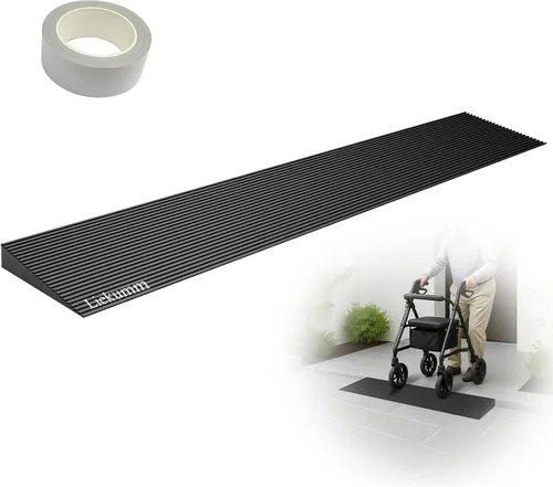 Vista 17 de LIEKUMM Rampa de umbral de goma de elevación de 3/8 pulgadas, rampa antideslizante de capacidad de carga de 1500 libras para puertas, rampa de goma