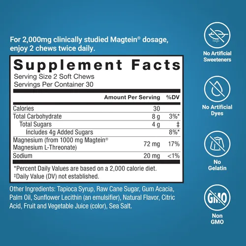 Vista 6 de Force Factor Ultimate Magtein Magnesium L-Threonate 2000 mg, soporta la función cognitiva, enfoque, memoria y relajación, treonato de magnesio