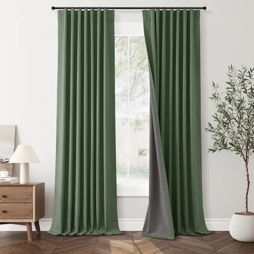 Vista 10 de Jowels Cortinas opacas de lino natural de 96 pulgadas de largo, 2 paneles