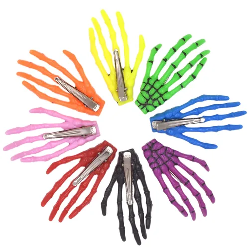 Vista 2 de 8 pinzas para el cabello con forma de hueso de mano de color mixto, pinzas para el cabello con forma de hueso de 3 pulgadas de largo, accesorios
