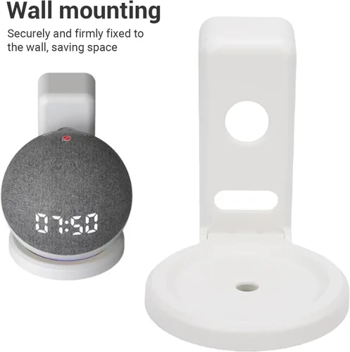 Vista 4 de Soporte de pared apto para Dot 4 5, diseño de ahorro de espacio, gestión de cables, material ABS, altavoz inteligente ABS que ahorra espacio, Blanco