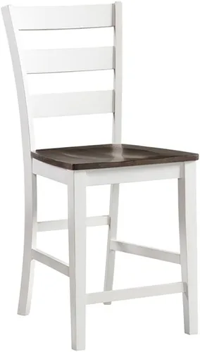 Vista 4 de Intercon Kona Taburete de bar con respaldo de escalera de 24 pulgadas con madera, juego de 2, gris y blanco